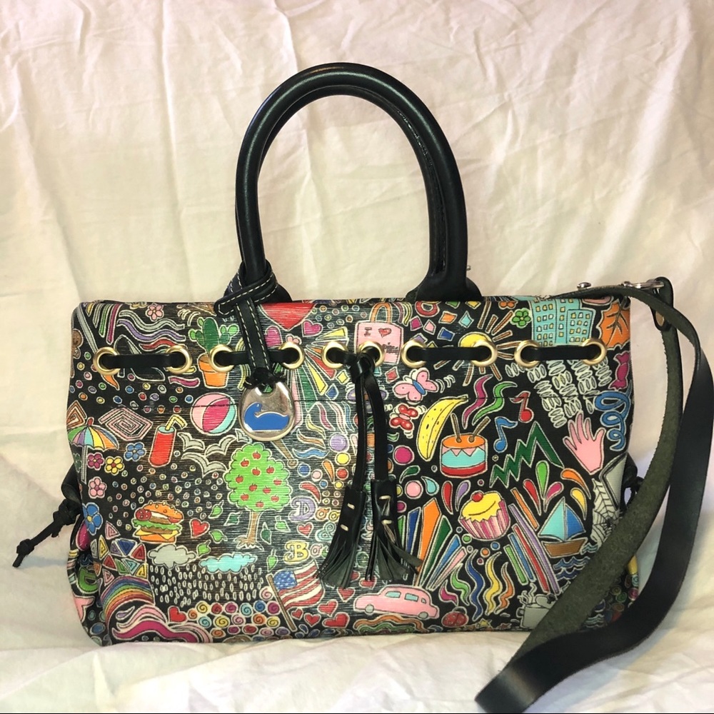 dooney & bourke graffiti style tassel multicolor